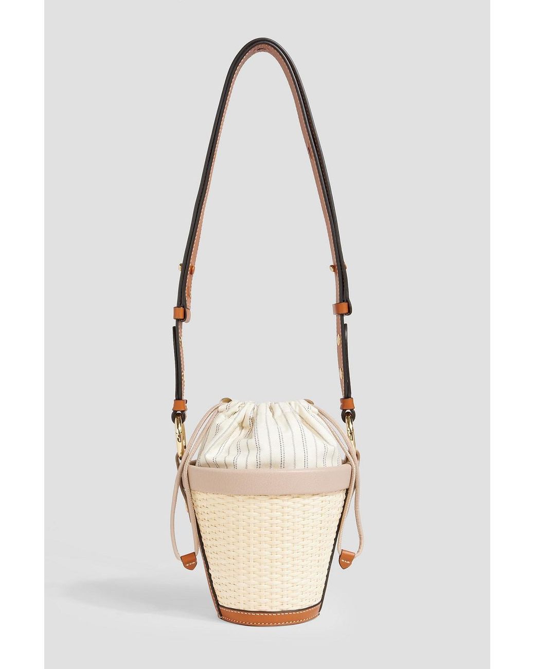 ブルレア Leather trimmed rattan bucketbag ブルレア Leather trimmed rattan bucketbag ブルレア Leather