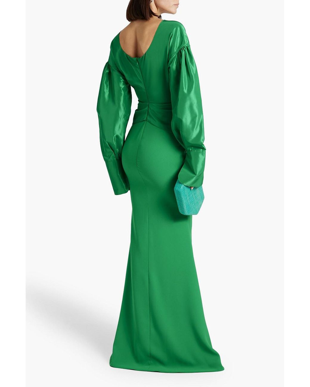 green emerald velvet dress Iris Dress In Forest-Green – Rhea Costa main image 1