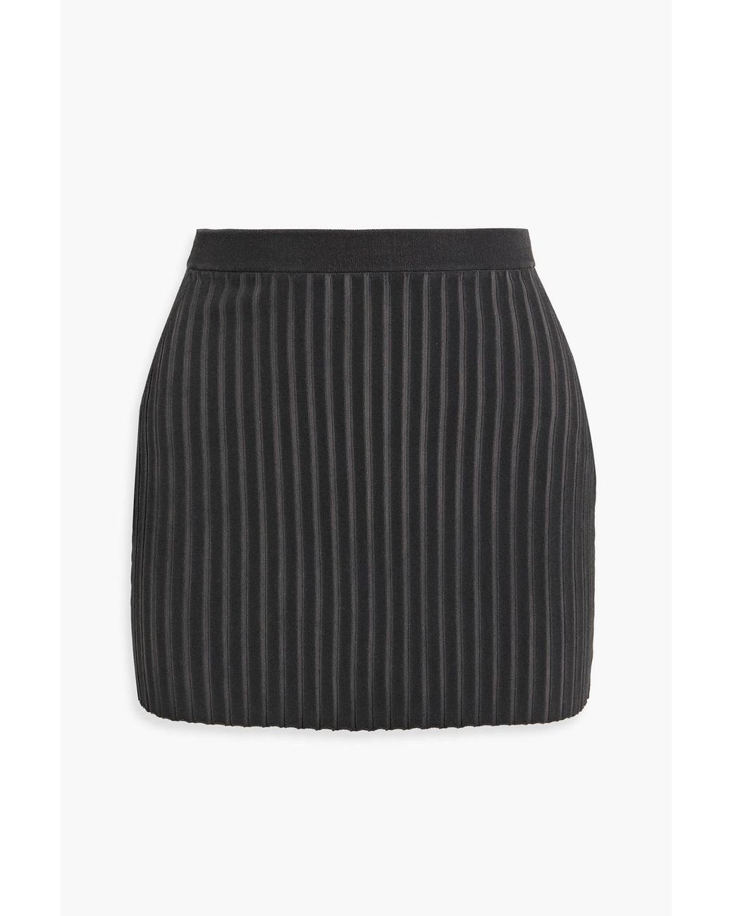 Mini Ribbed T By Alexander Wang Ribbed Cotton-Blend Mini Skirt in Black | Lyst