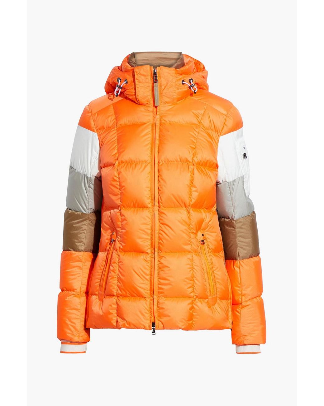 Bogner Dena Quilted Colorblock Hooded Down Ski Jacket in Orange Lyst