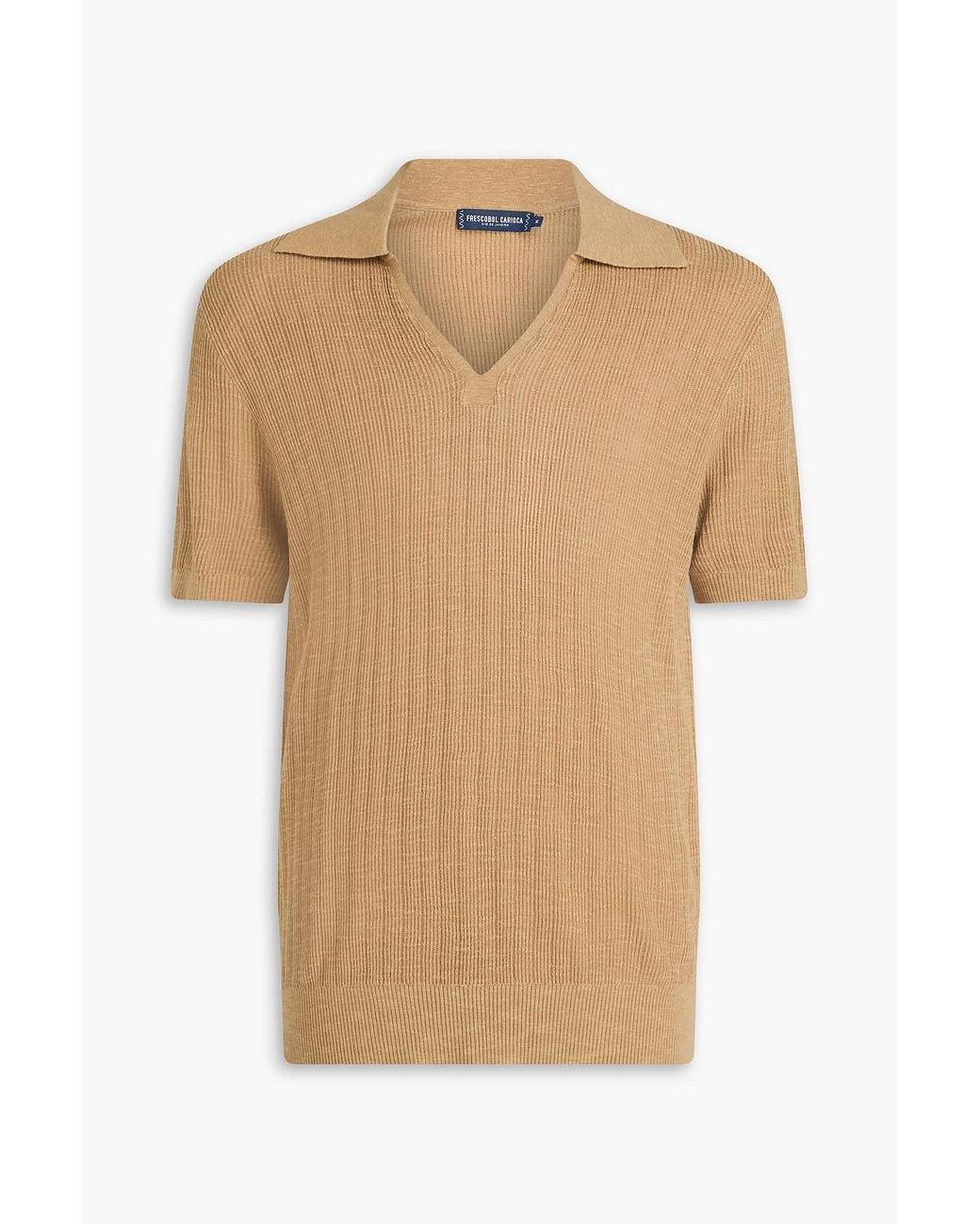 Frescobol Carioca Natural Joaquim Ribbed Cotton-Blend Polo Shirt for men