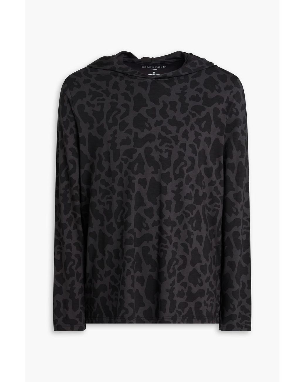 Derek Rose Leopard-print stretch-modal jersey hoodie in Black für Herren