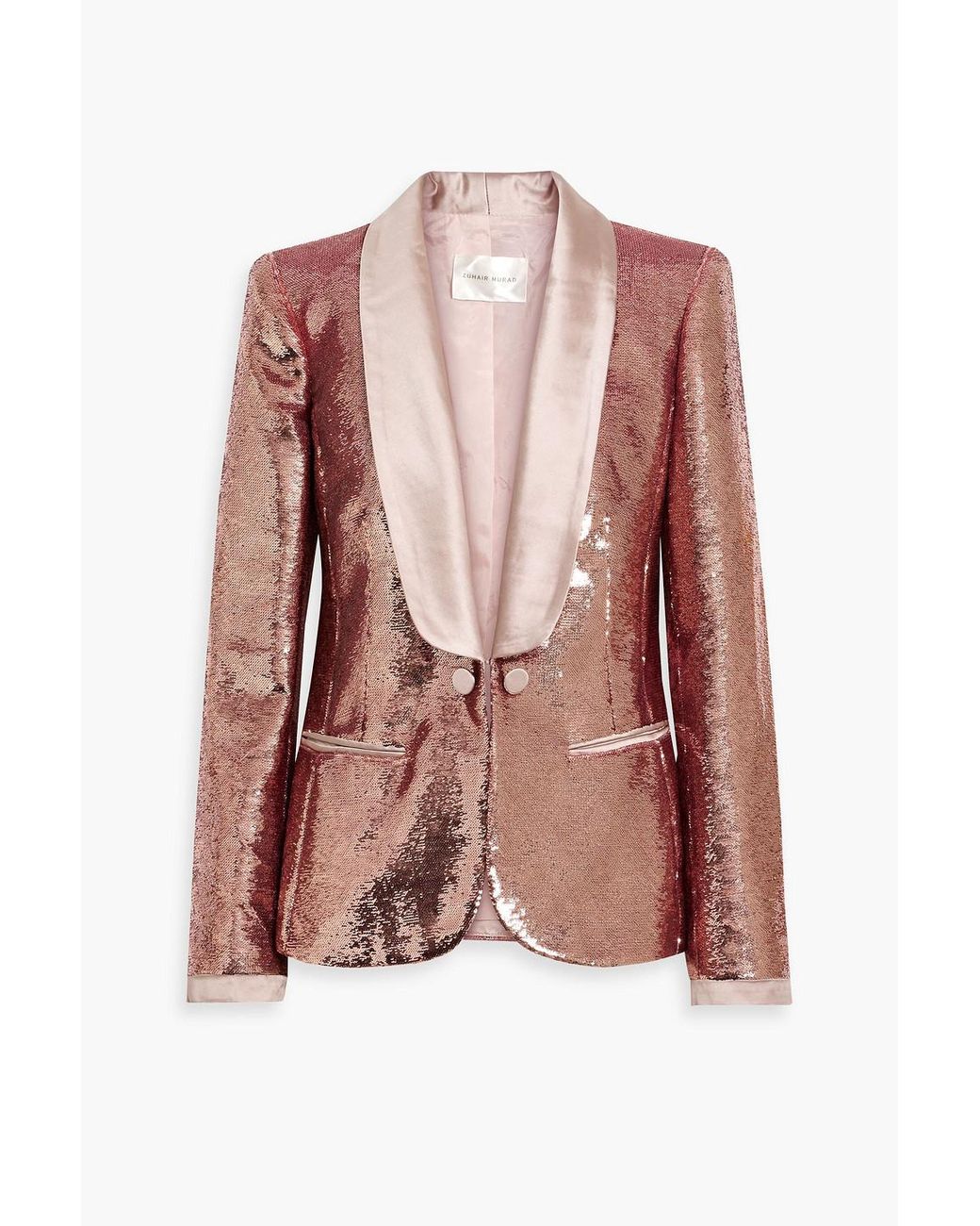 Zuhair Murad Satintrimmed Sequined Tulle Blazer in Pink Lyst