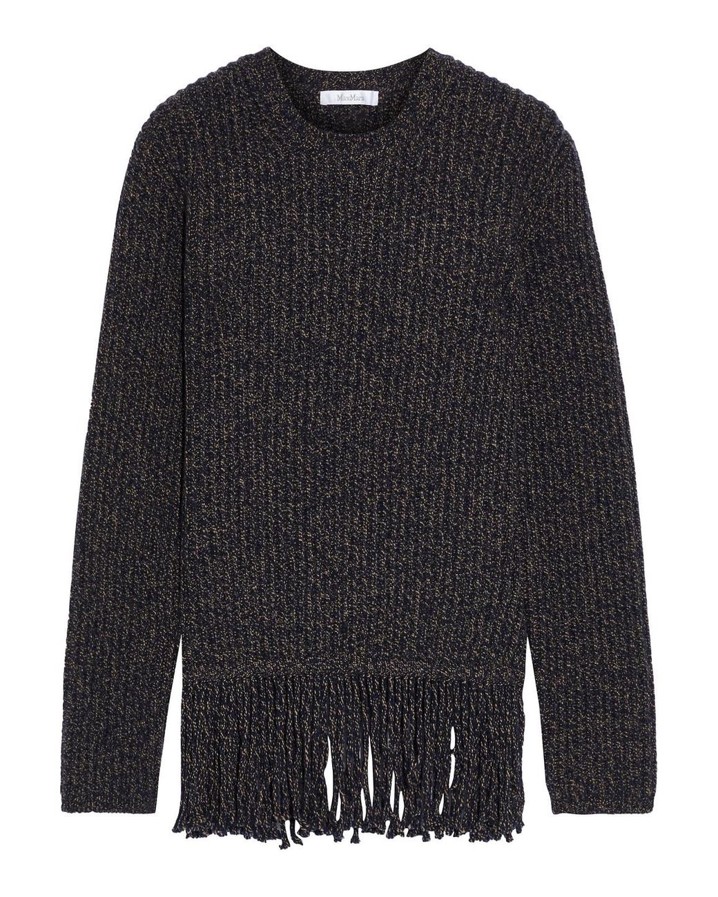 Femme Fringed Marled Ribbed Wool And Cashmere-blend Sweater