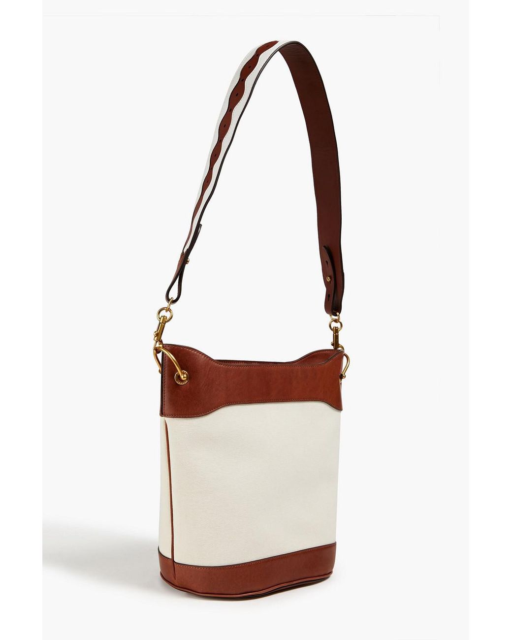 Sandro Leather And Canvas Bucket Bag in White Lyst Canada