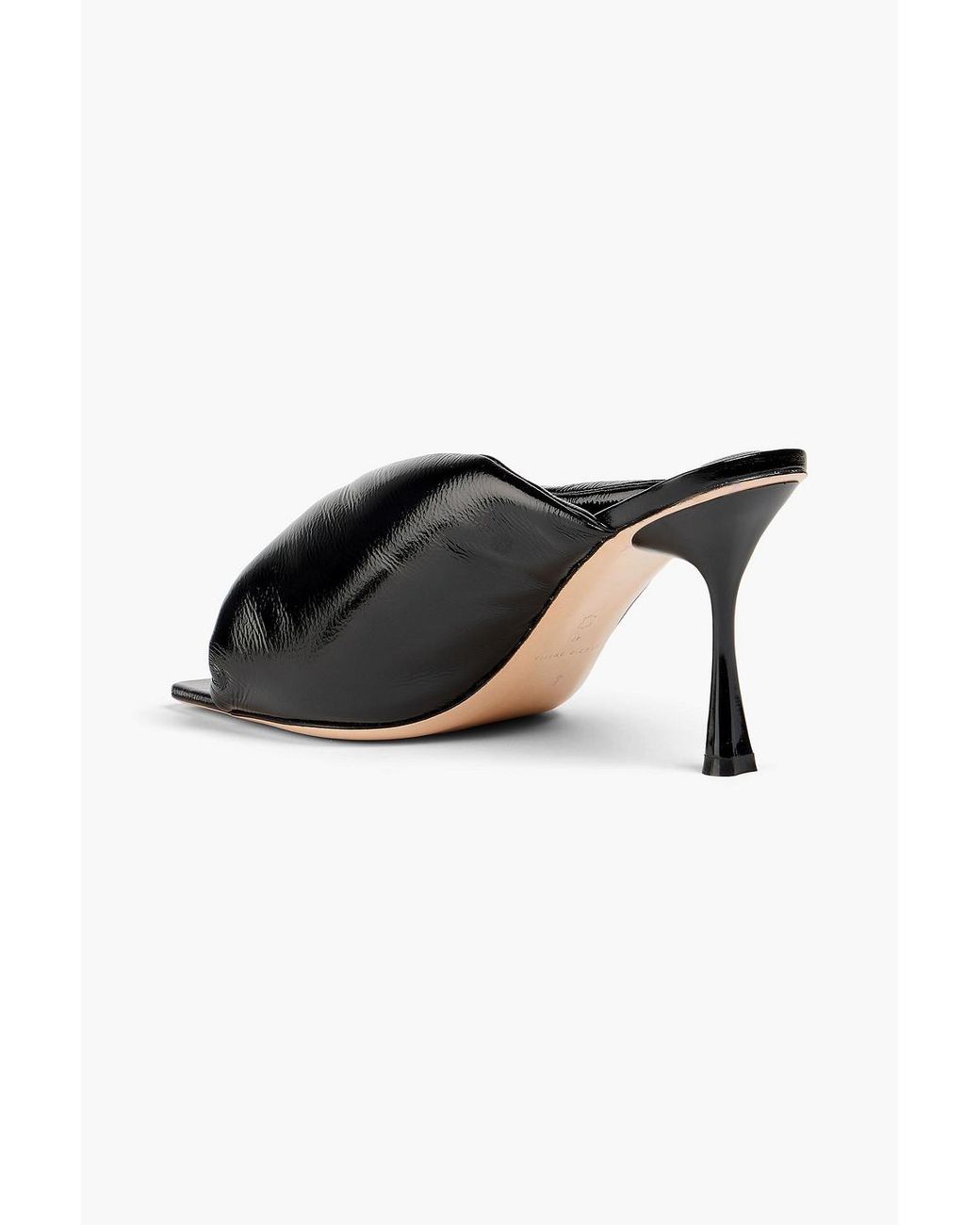 STUDIO AMELIA Black Croissant 90 Twisted Patent-Leather Mules