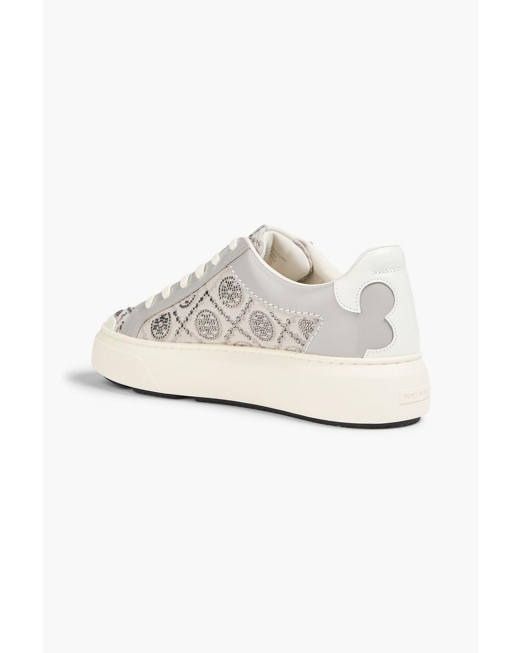 Tory Burch White T Monogram Embellished Jacquard And Glossed-Leather Sneakers