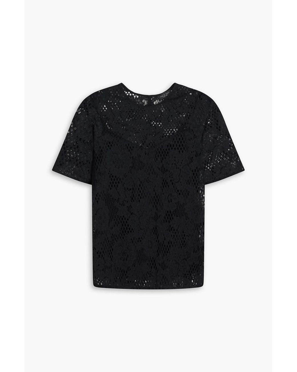 Rag & Bone Black Sammie Corded Lace Top