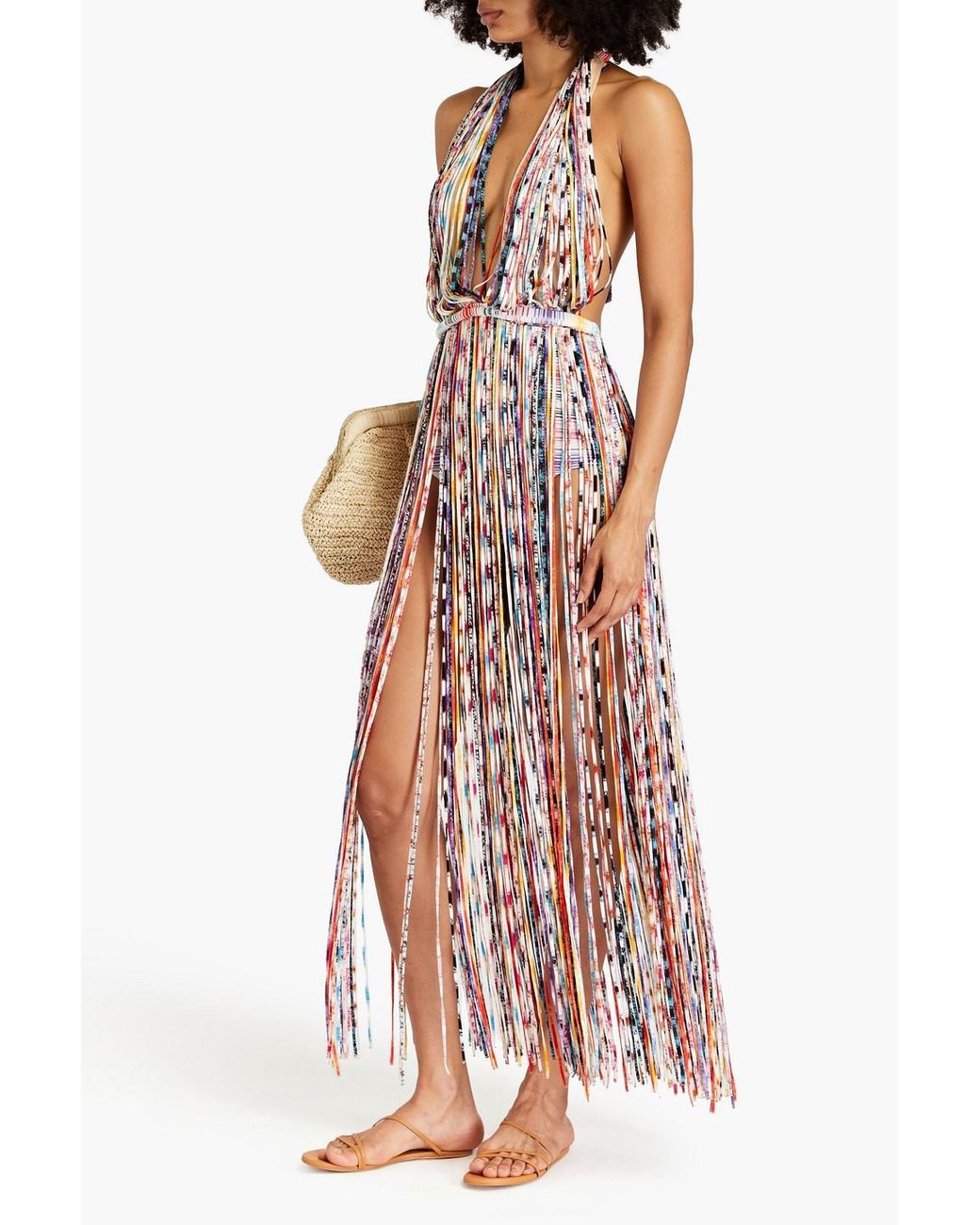 Missoni Striped Fringed Crochet-knit Coverup in White | Lyst