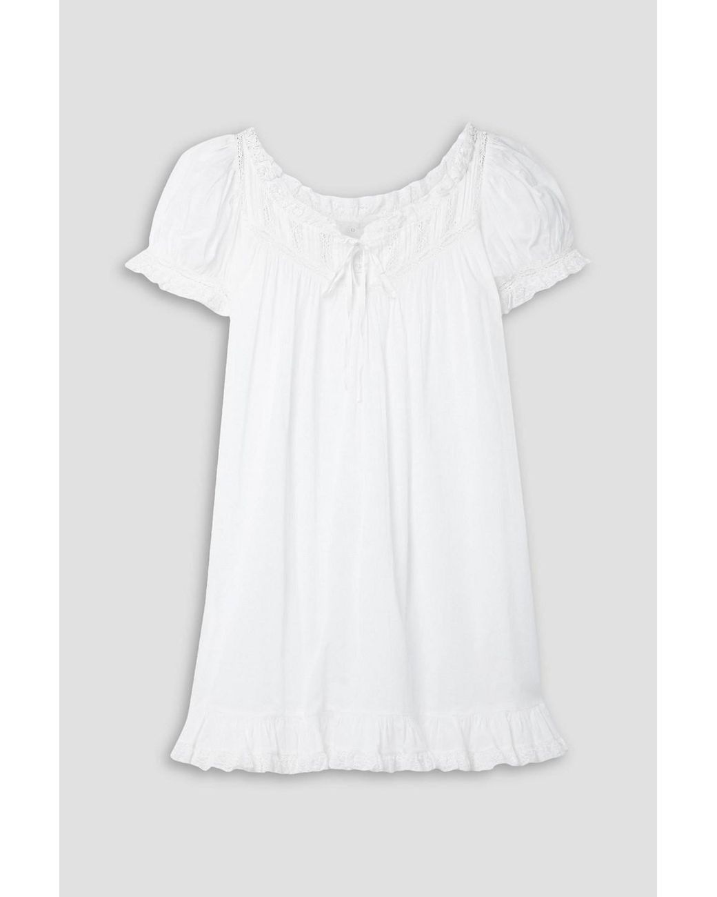 Doen Ainsley Crochet trimmed Ruffled Organic Cotton voile Nightdress in White Lyst UK