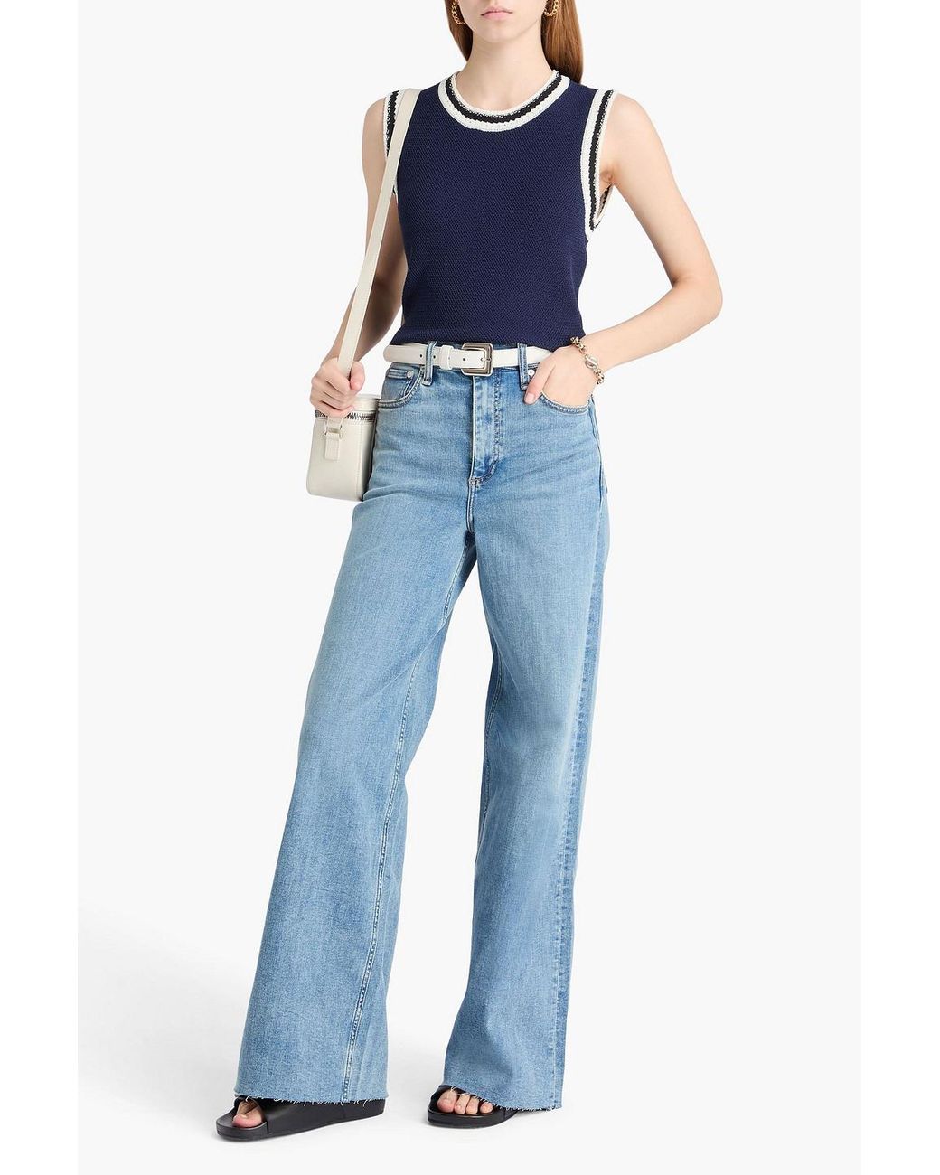Rag & Bone Blue Sofie High-Rise Wide-Leg Jeans