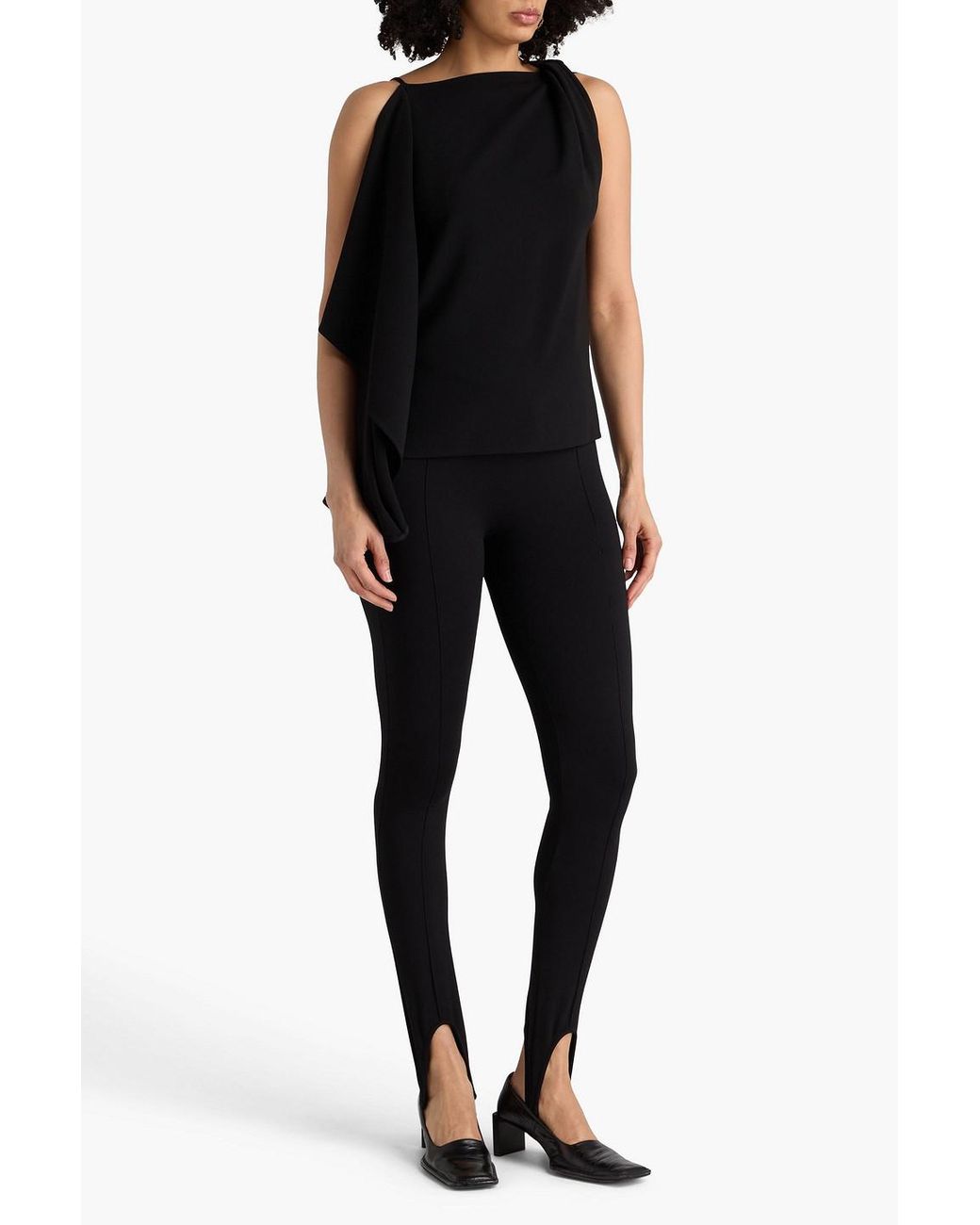 Proenza Schouler Black Draped Crepe Top