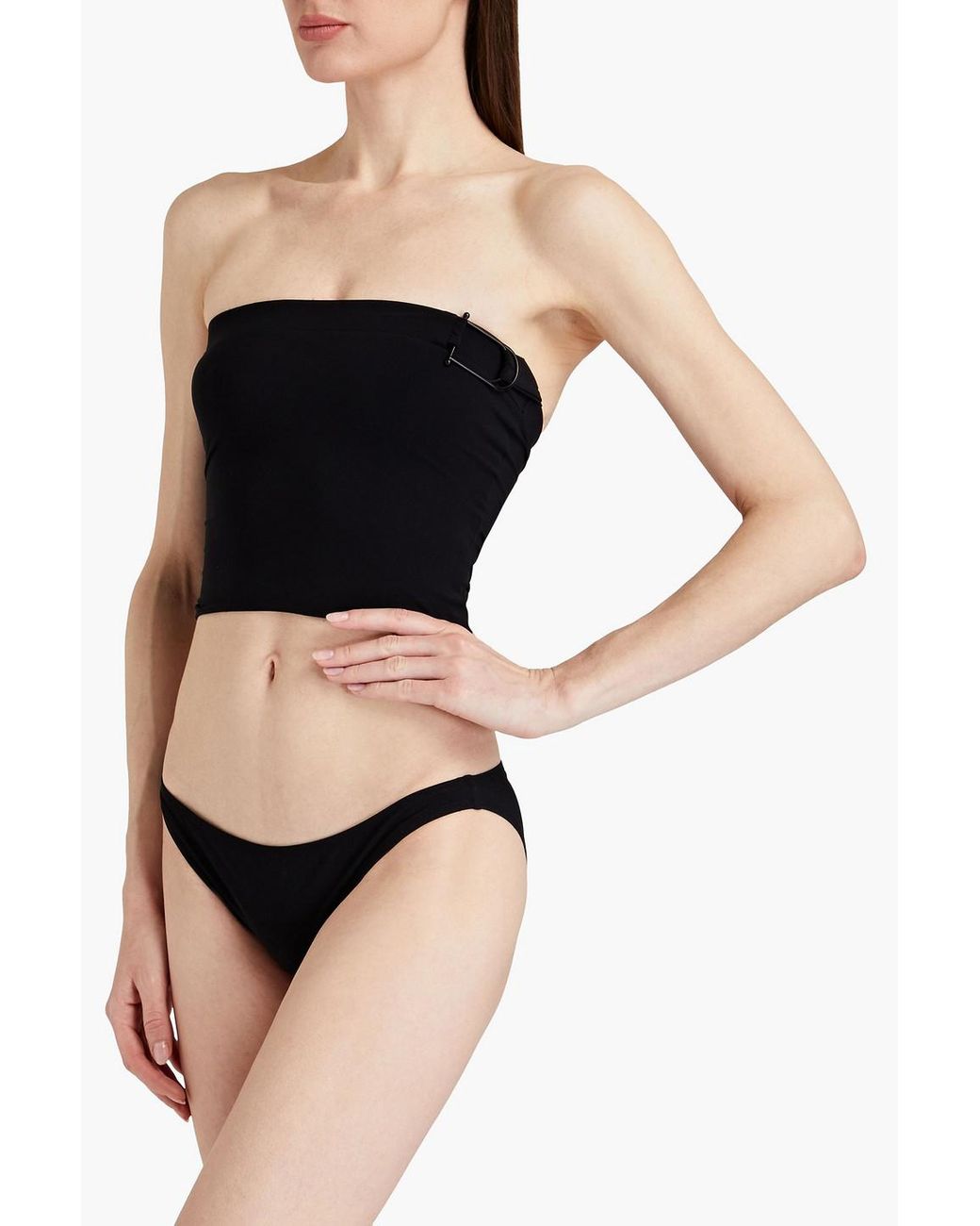 Christopher Esber Strapless Buckle-embellished Bandeau Bikini Top in Black
