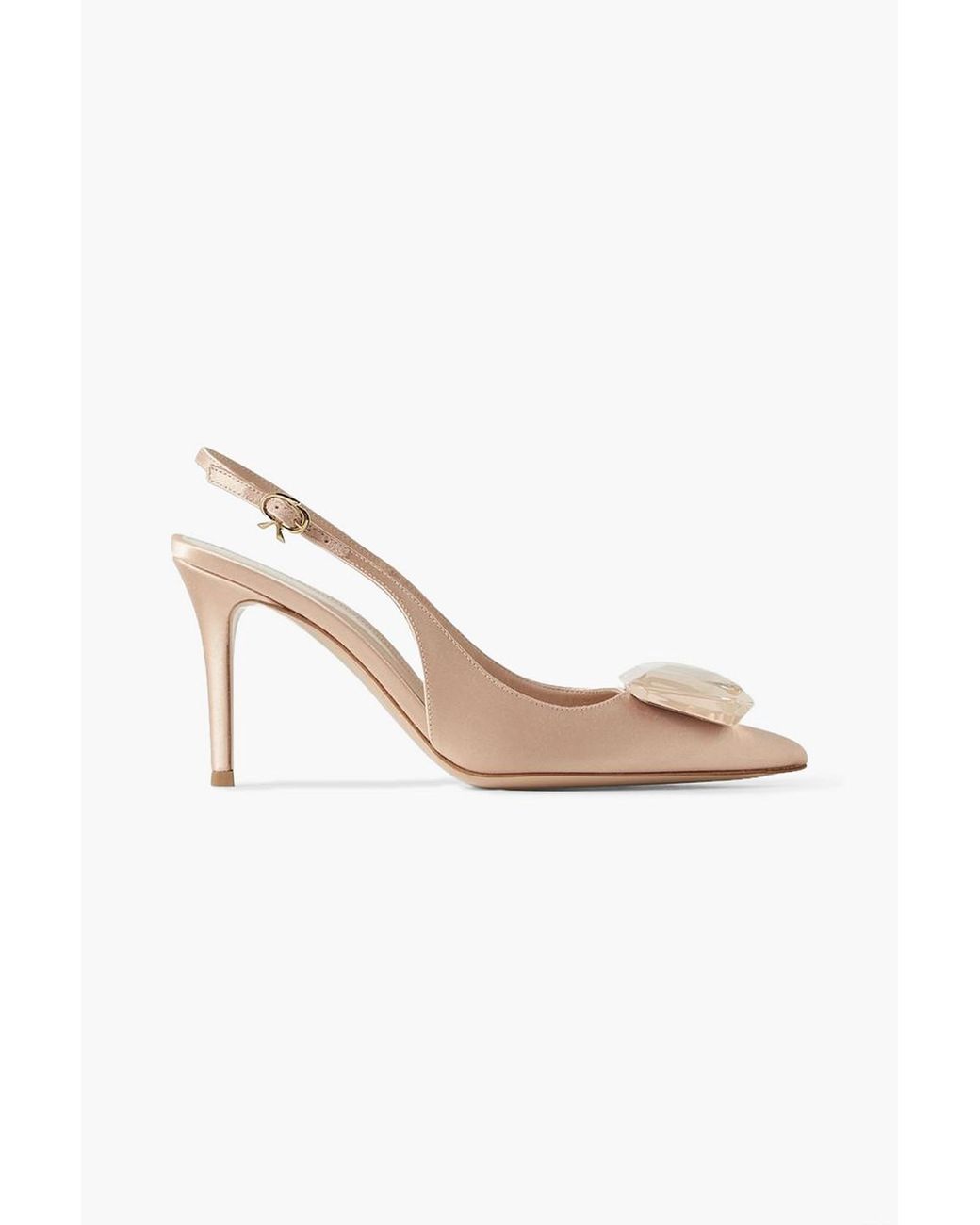 Gianvito Rossi Jaipur 85 Crystal-embellished Satin Slingback