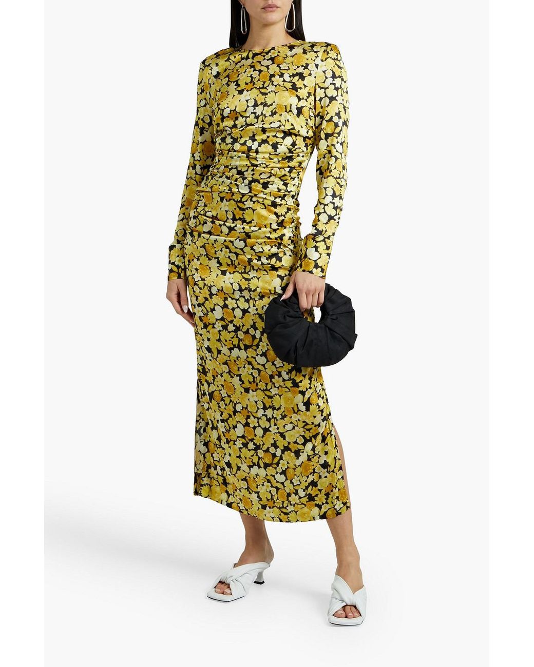 Ganni yellow flower dress hotsell