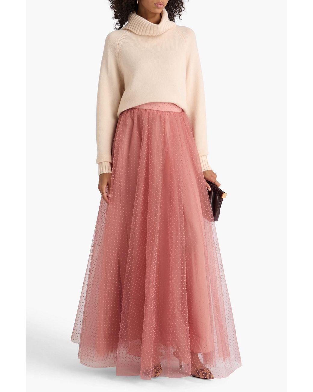 Zimmermann Polka-Dot Flocked Tulle Maxi Skirt in Pink | Lyst
