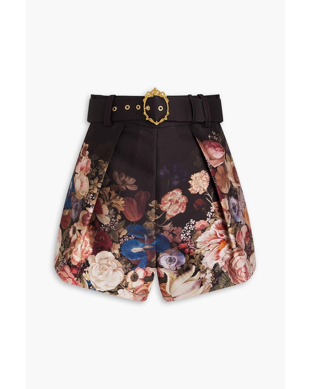 【Zimmermann】Crush belted floral-print twill shorts ZIMMERMANN Crush belted floral-print silk and cotton-blend