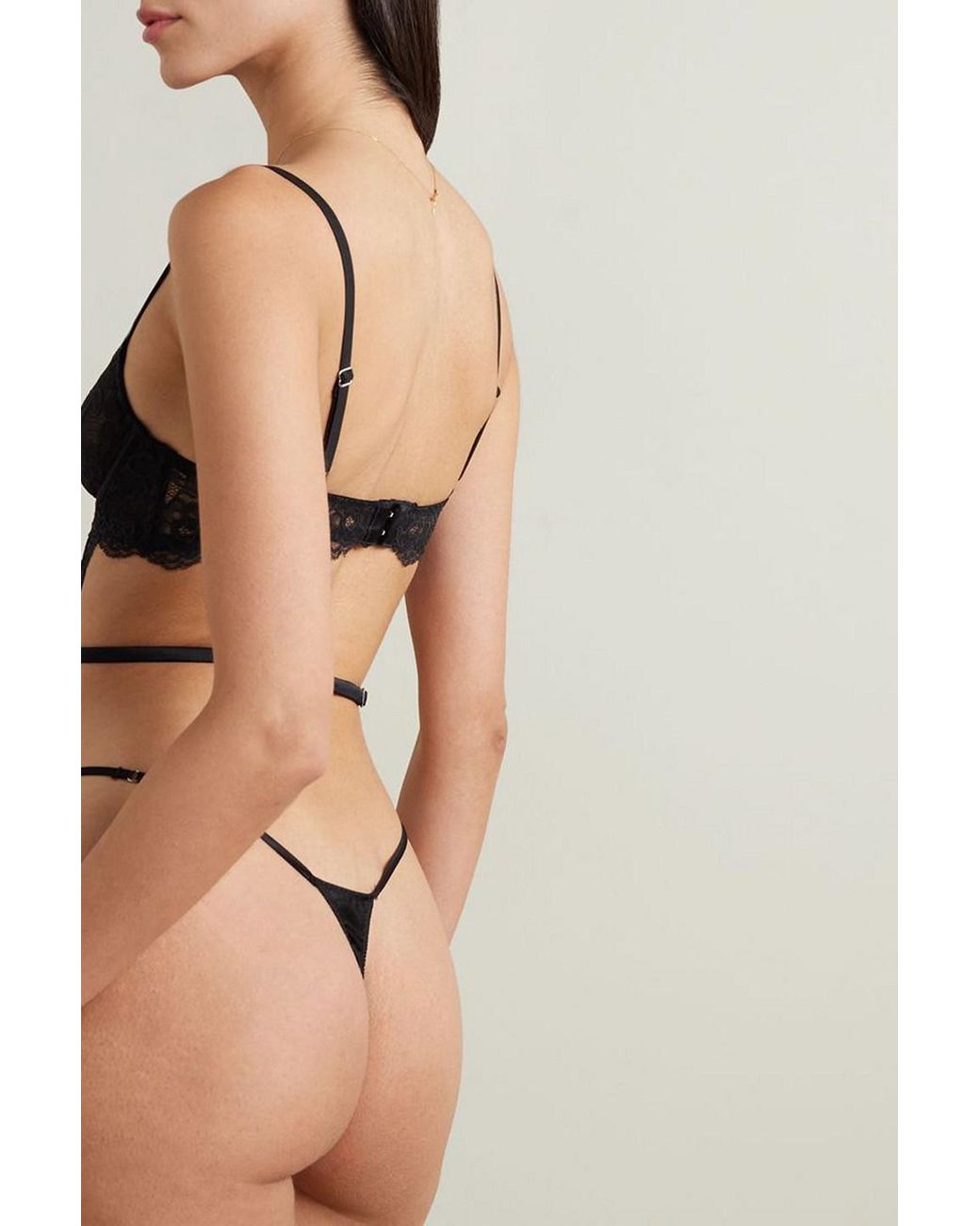 【FLEUR DU MAL Venus】silk-blend satin thong bodysuit Fleur Du Mal Venus Lace-trimmed Silk-blend Satin Thong