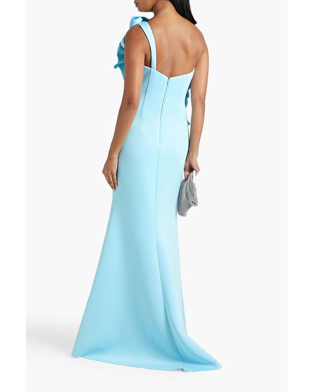 Badgley Mischka One-shoulder Appliqud Scuba Gown in Blue | Lyst