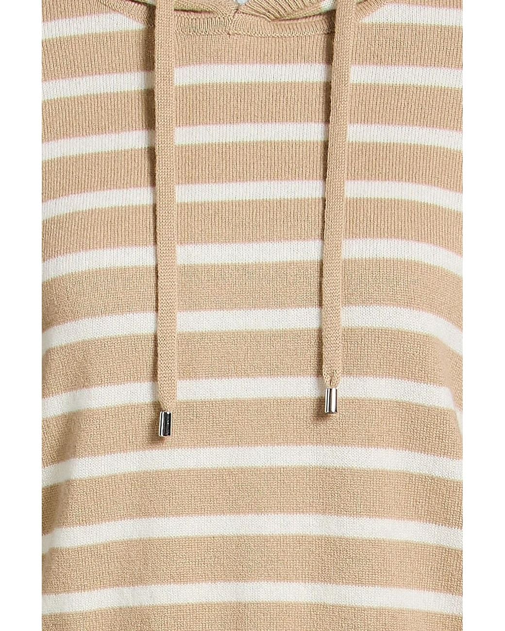 Veronica Beard Natural Striped Cashmere Hoodie