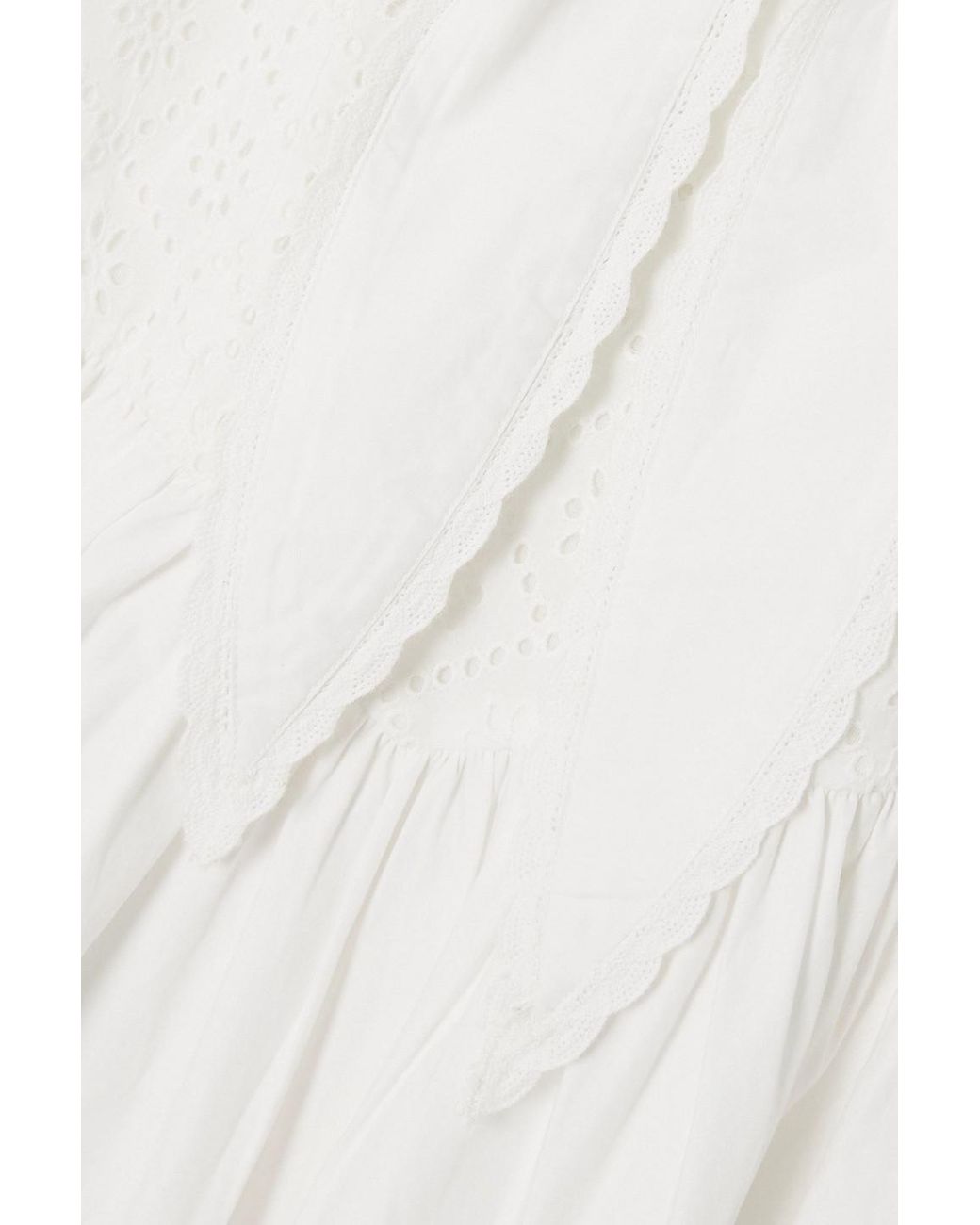 BATSHEVA White Midikleid aus baumwollpopeline mit lochstickerei und baumwolleinsatz