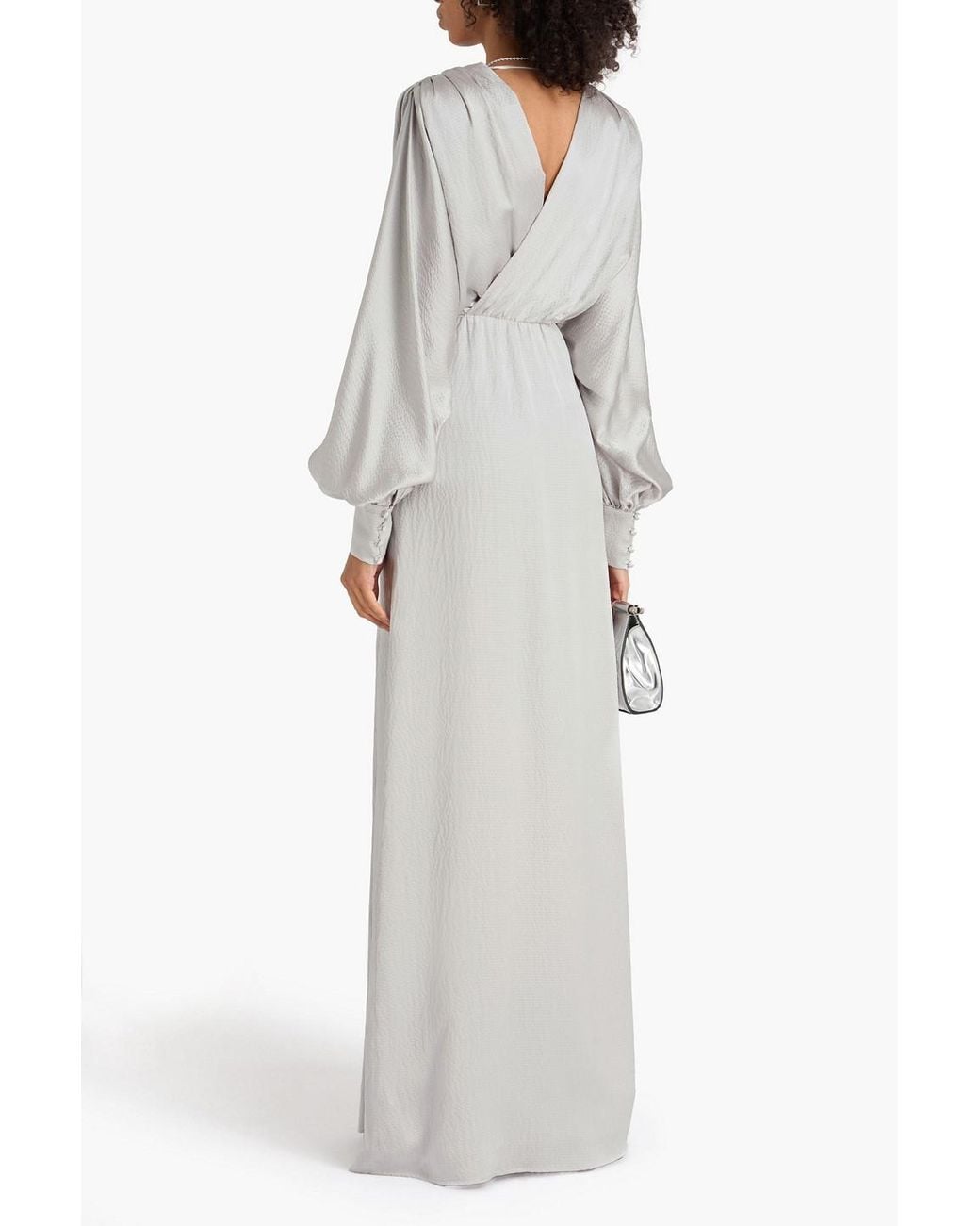 Max Mara White Wrap-effect Hammered Silk-satin Gown