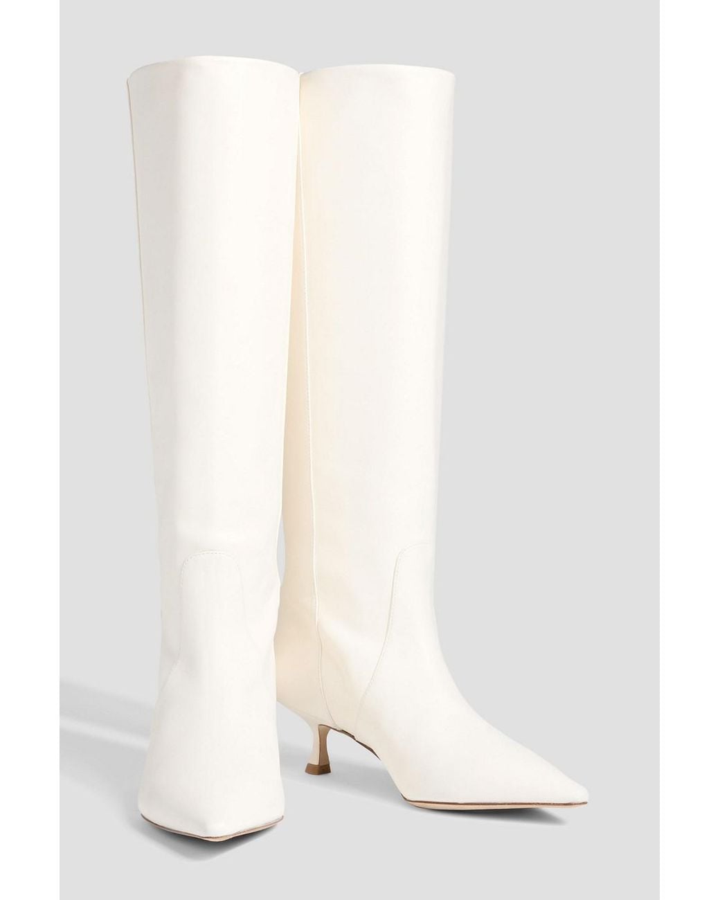 Stuart Weitzman White Naomi 50 Leather Knee Boots