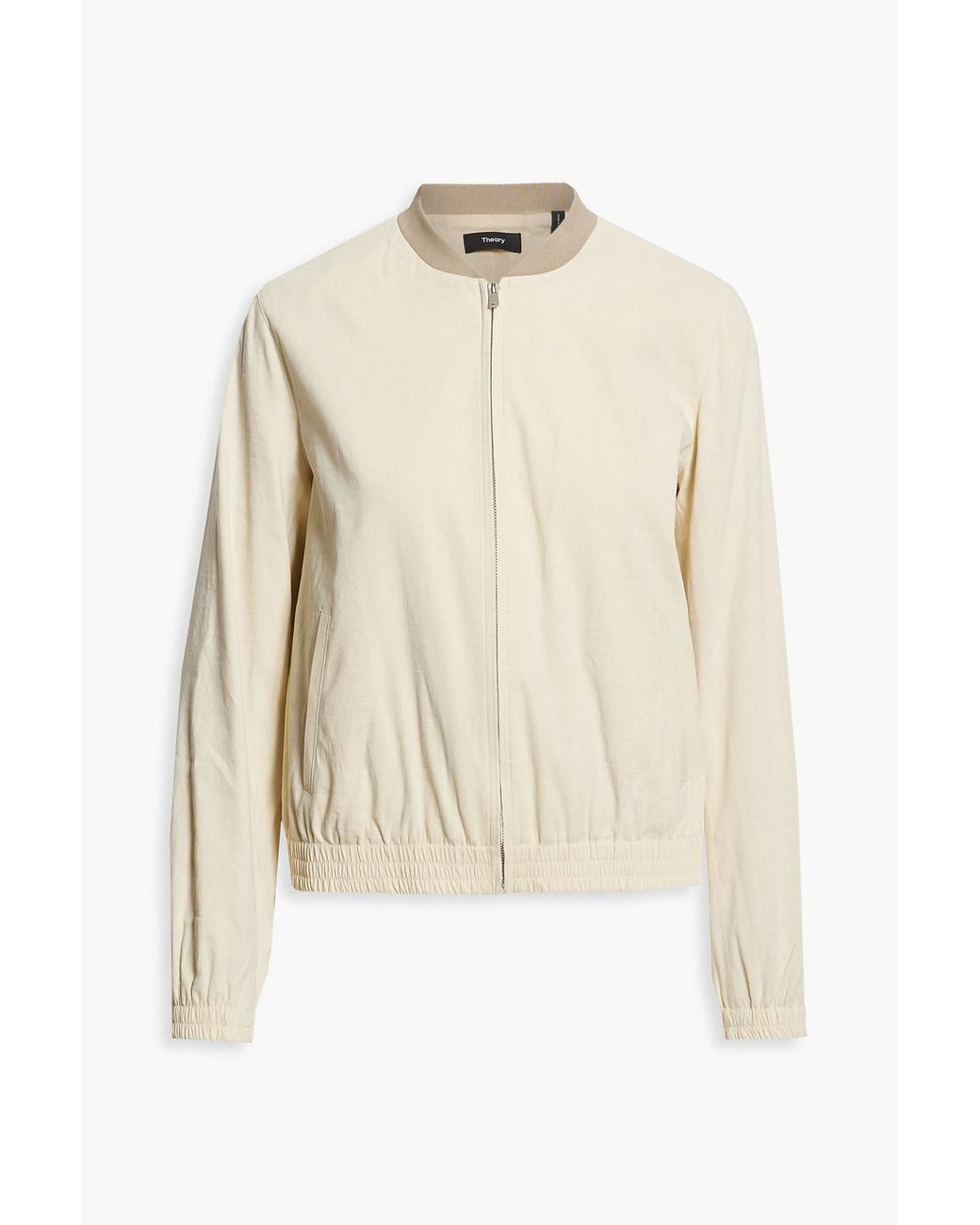 Theory Linenblend Bomber Jacket in White Lyst