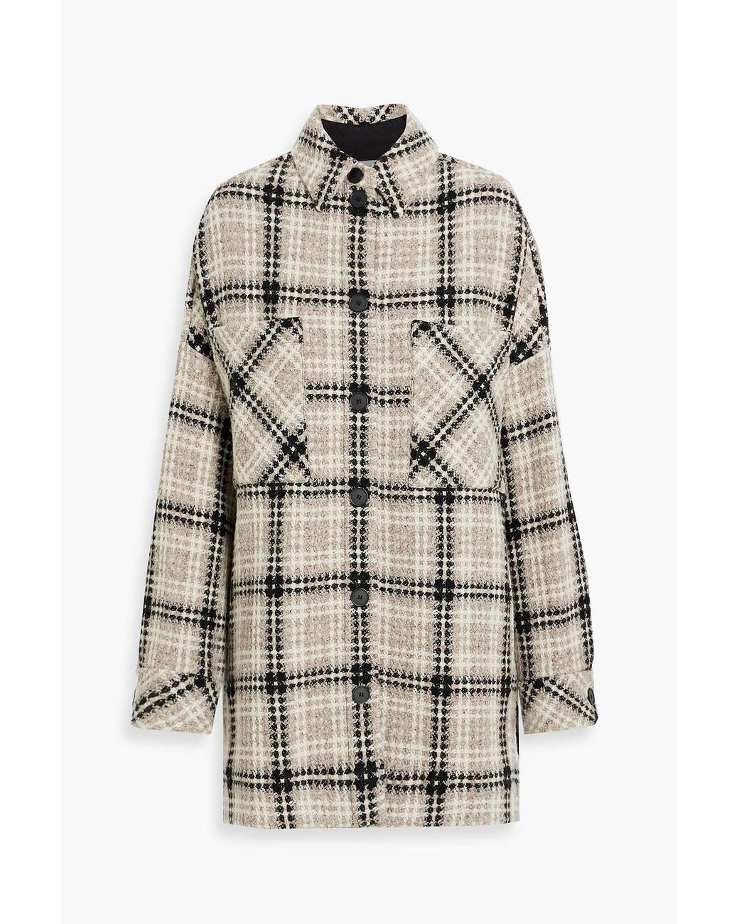 IRO Checked Wool blend Tweed Shirt Jacket in White Lyst Canada