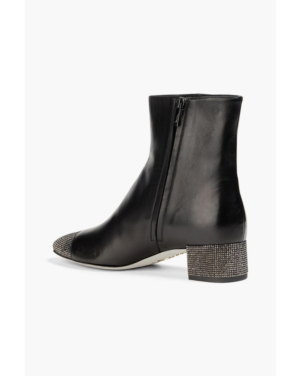 Rene Caovilla Black Ankle boots "bonnie" aus leder mit kristallverzierung
