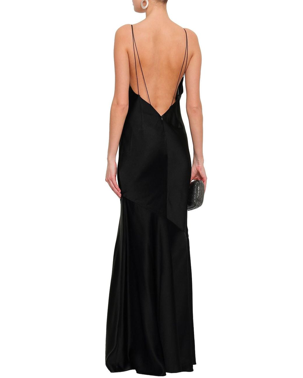 Rachel Zoe Open-back Satin-crepe Maxi Slip Dress in Black