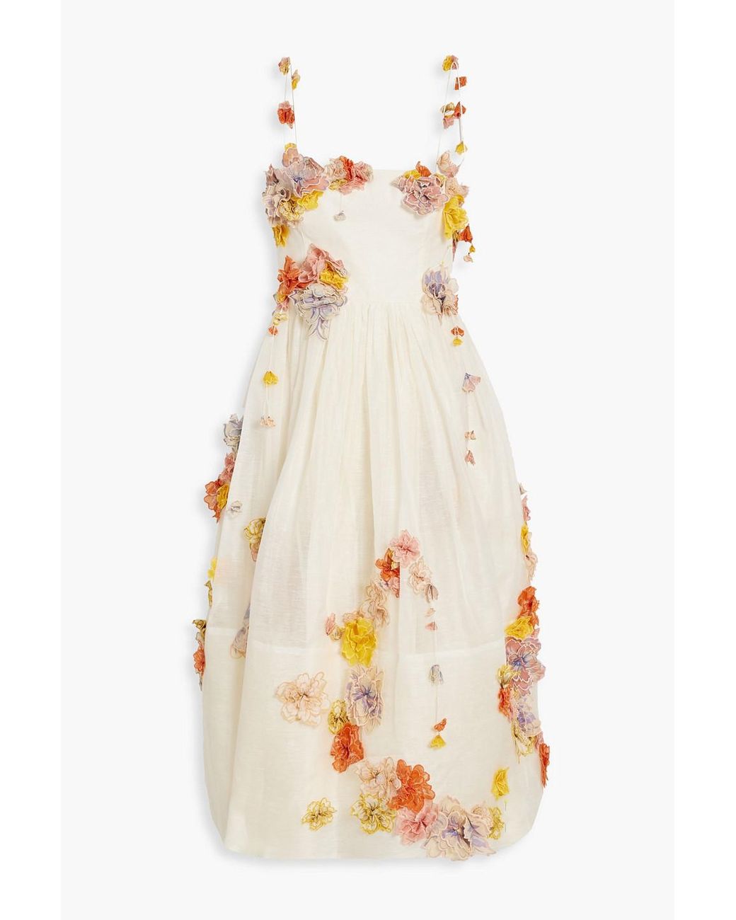 Zimmermann Postcard Floralappliquéd Linen And Silkblend Gauze Midi