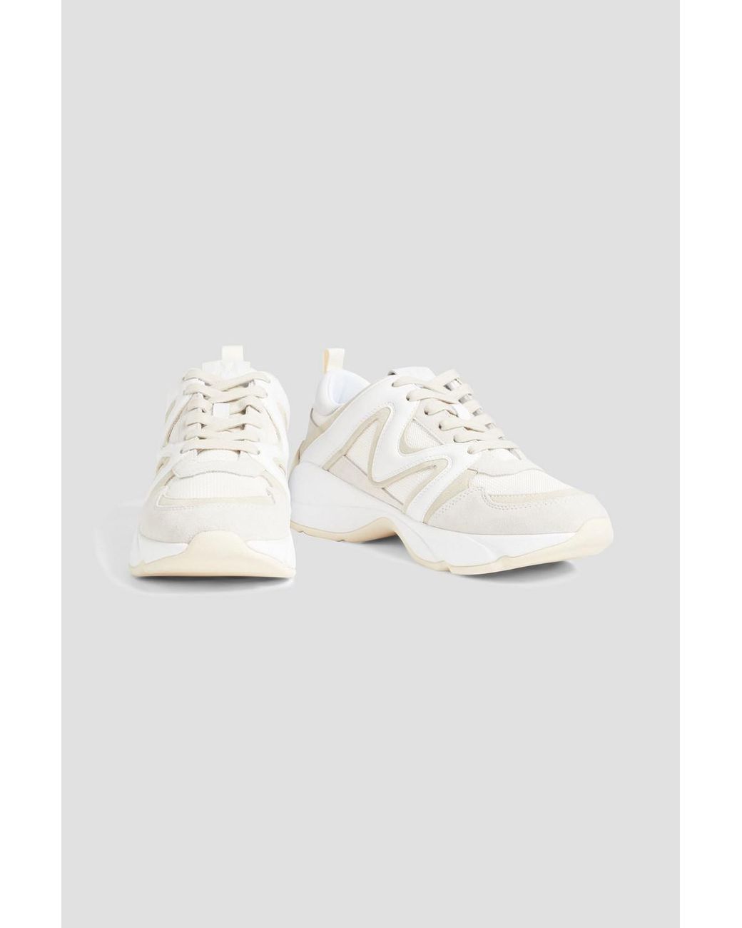 Maje Mesh, Suede And Leather Sneakers in White | Lyst