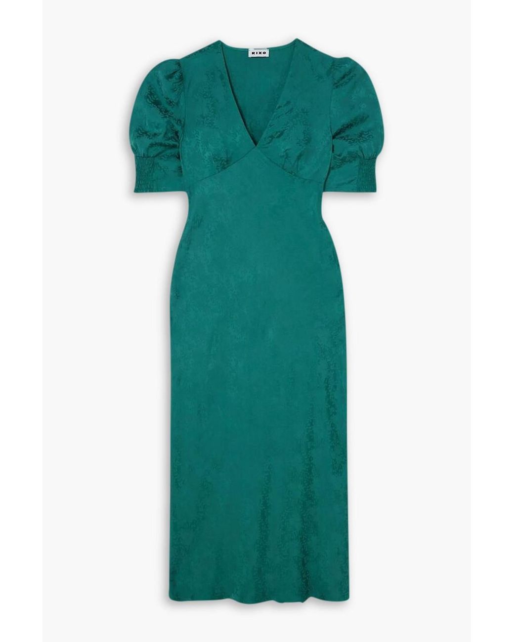 RIXO London Zadie Satin-jacquard Midi Dress in Green | Lyst RIXO London Zadie Satin-jacquard Midi Dress in Green | Lyst