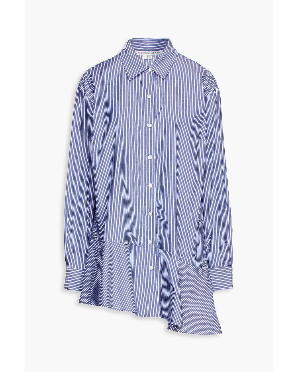 Veronica Beard Gilda Asymmetric Striped Cotton Shirt in Blue | Lyst