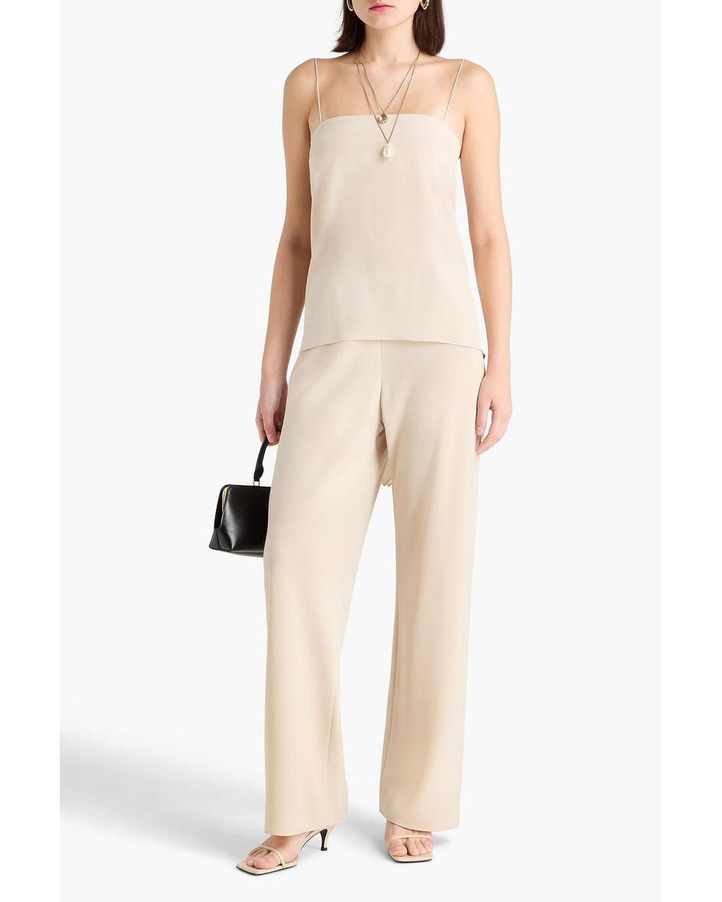 Esse Studios White Finesa Draped Silk Crepe De Chine Camisole