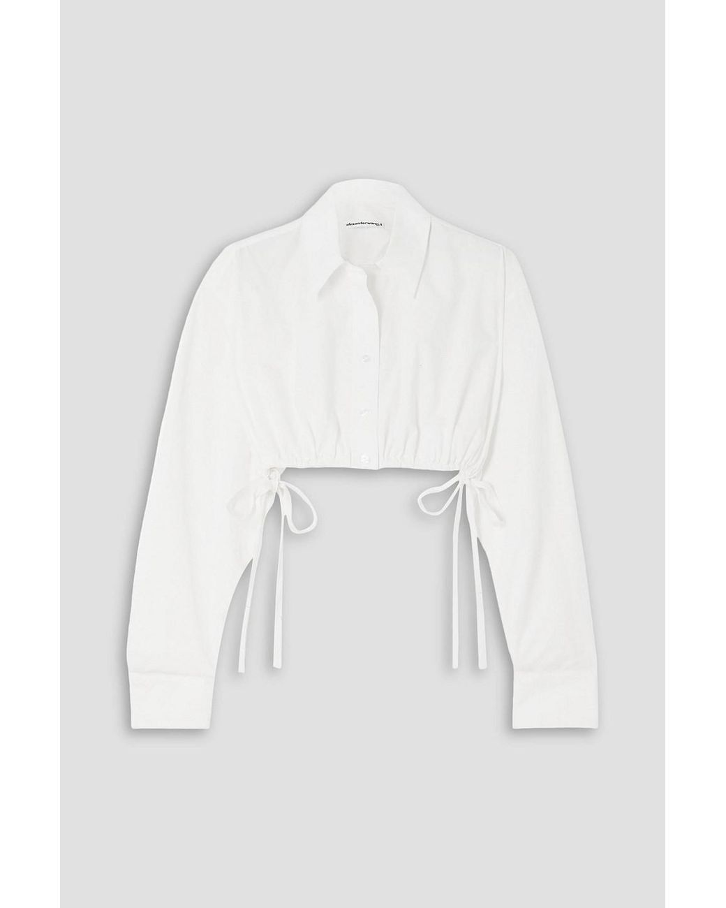 T By Alexander Wang Cropped Cotton-poplin Shirt in White | Lyst