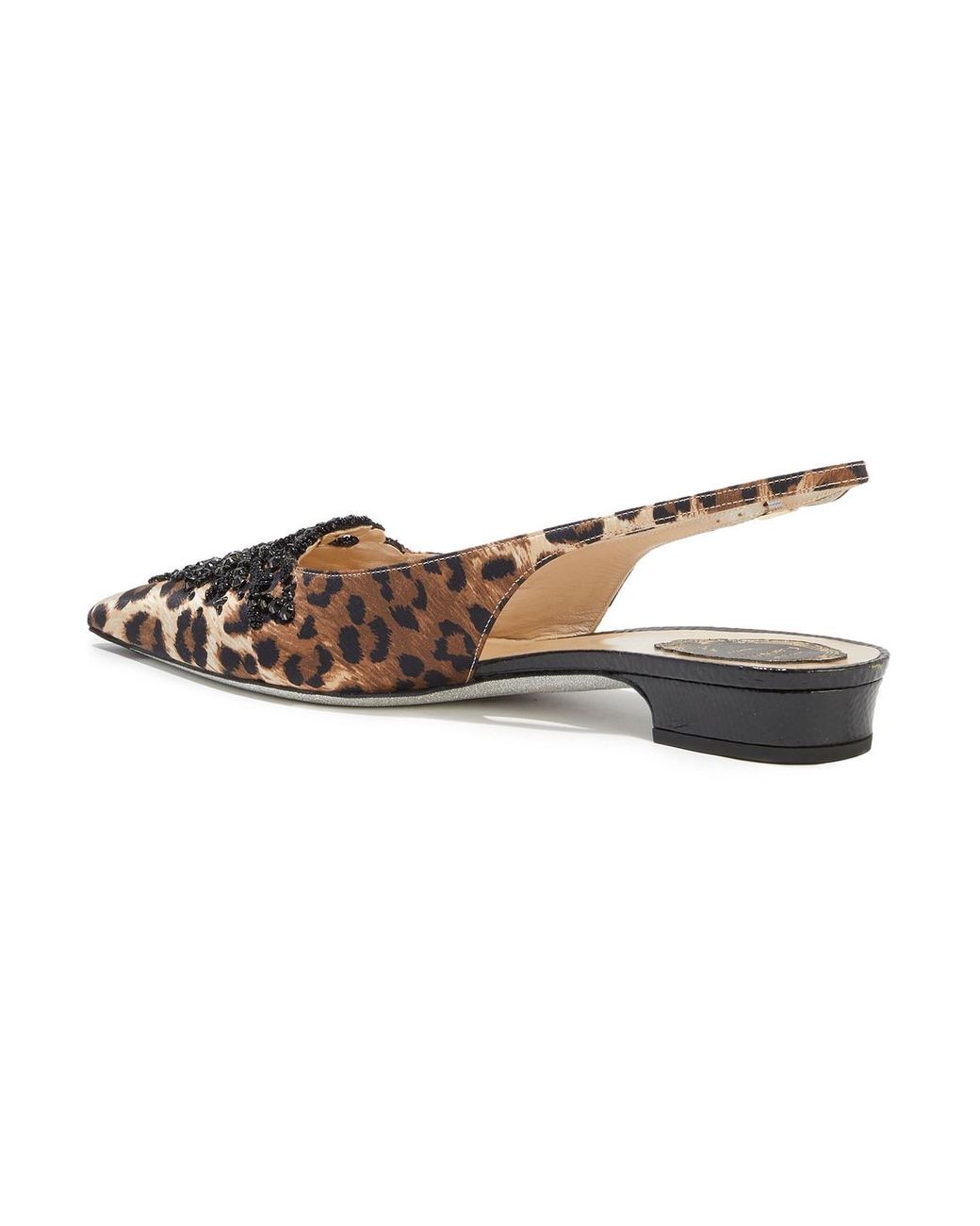 Rene Caovilla Operina Embellished Leopard-print Satin Slingback Point-toe Flats in Animal Print Womens Shoes Flats and flat shoes Ballet flats and ballerina shoes Brown 