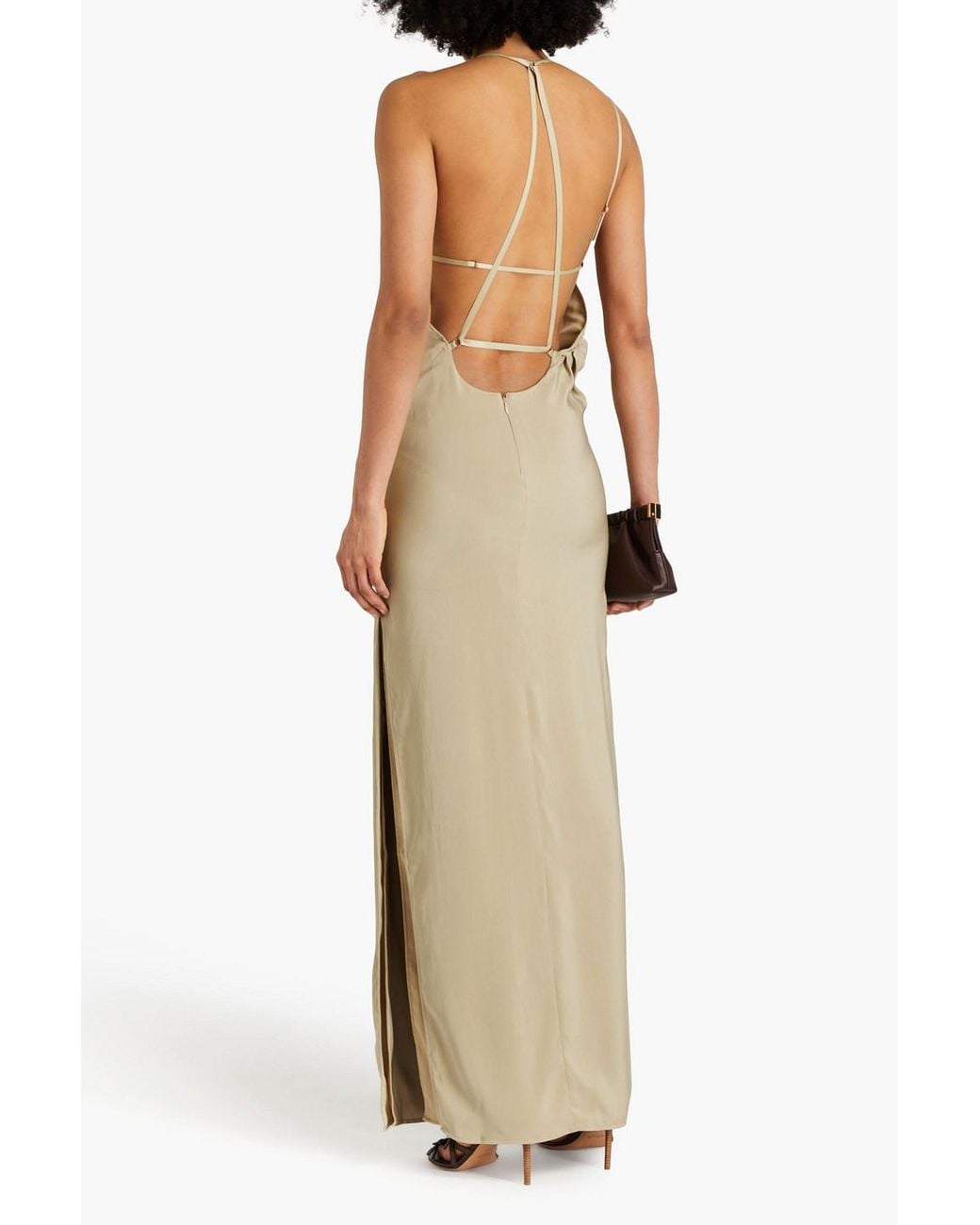 Jacquemus Goccia Cutout Crepe De Chine Maxi Dress in Natural | Lyst Jacquemus Goccia Cutout Crepe De Chine Maxi Dress in Natural | Lyst