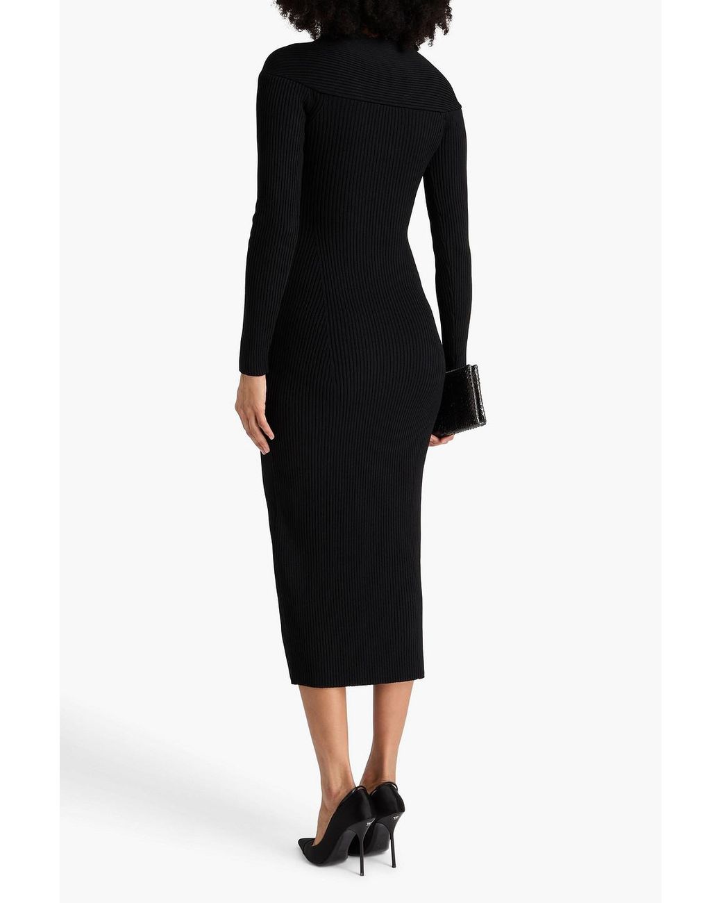 Magda Butrym Black Ribbed-knit Midi Dress