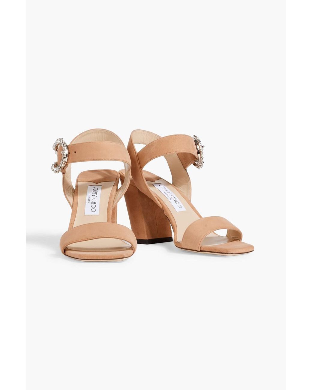 Jimmy Choo Maysa 85 Crystal-embellished Suede Sandals in