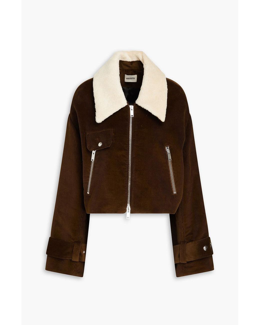 KHAITE Flinn Faux Shearling-trimmed Cotton-corduroy Jacket