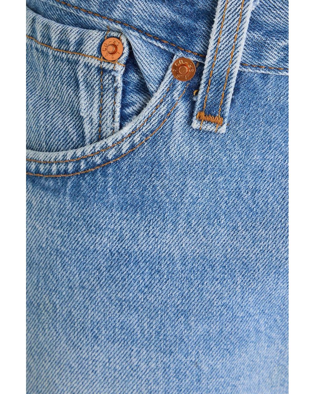 Re/done Blue Cropped Faded High-Rise Slim-Leg Jeans