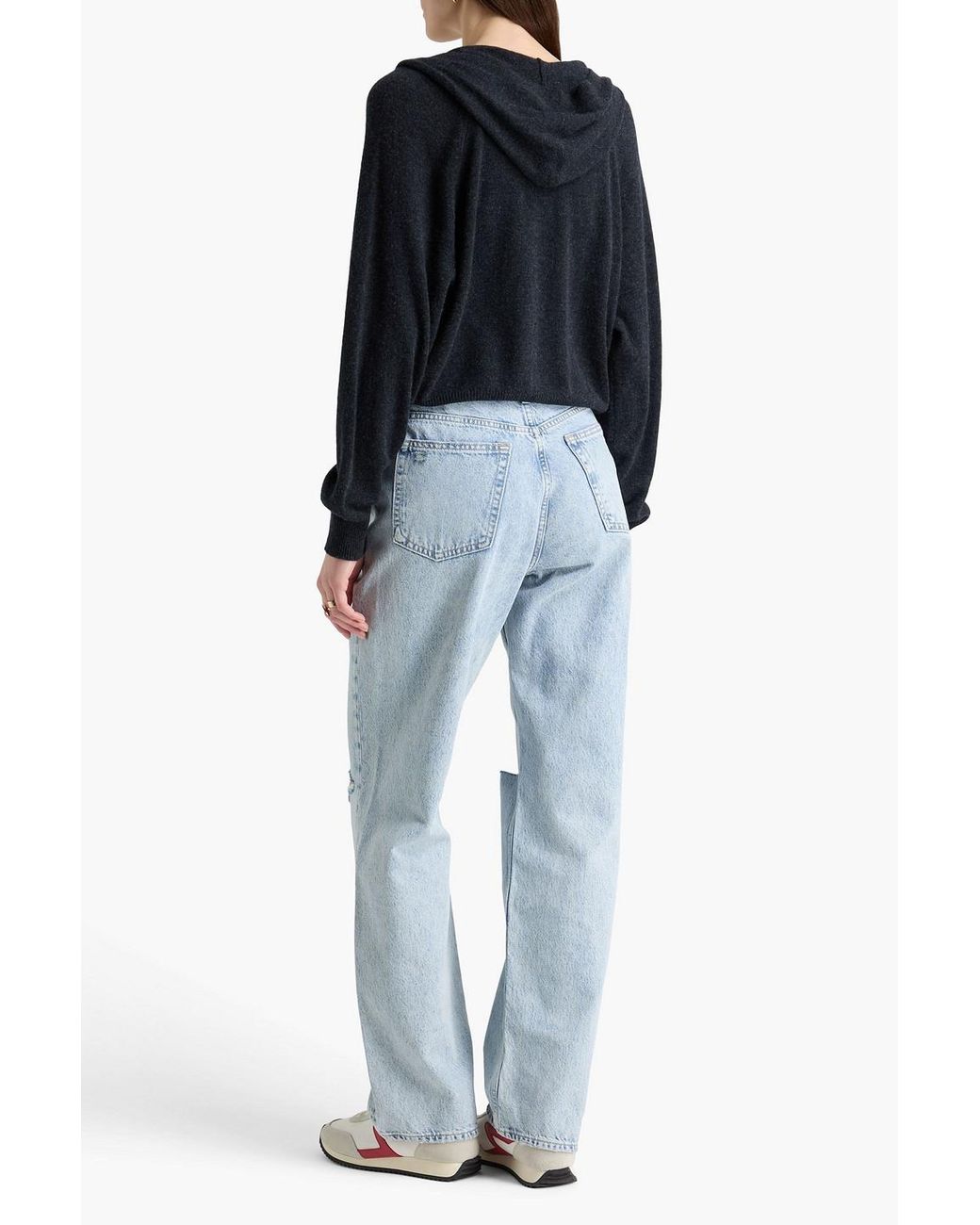 Rag & Bone Blue Shea Distressed High-Rise Straight-Leg Jeans