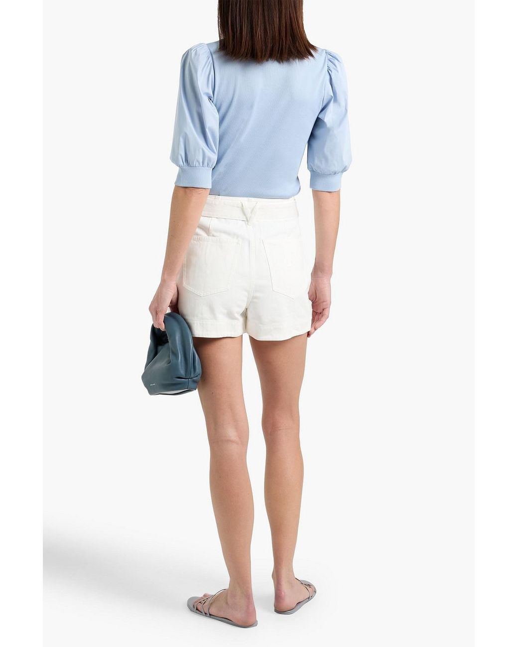 Veronica Beard White Agee Skirt-Effect Cotton-Twill Shorts