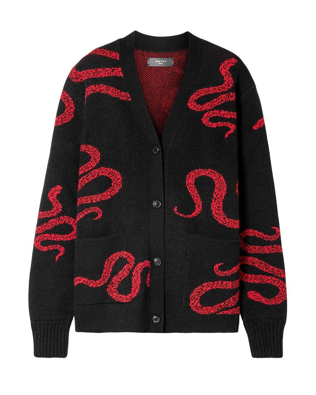 Amiri Snake Cashmere And Wool Cardigan in Black/Red (Black) - Save 62% ...