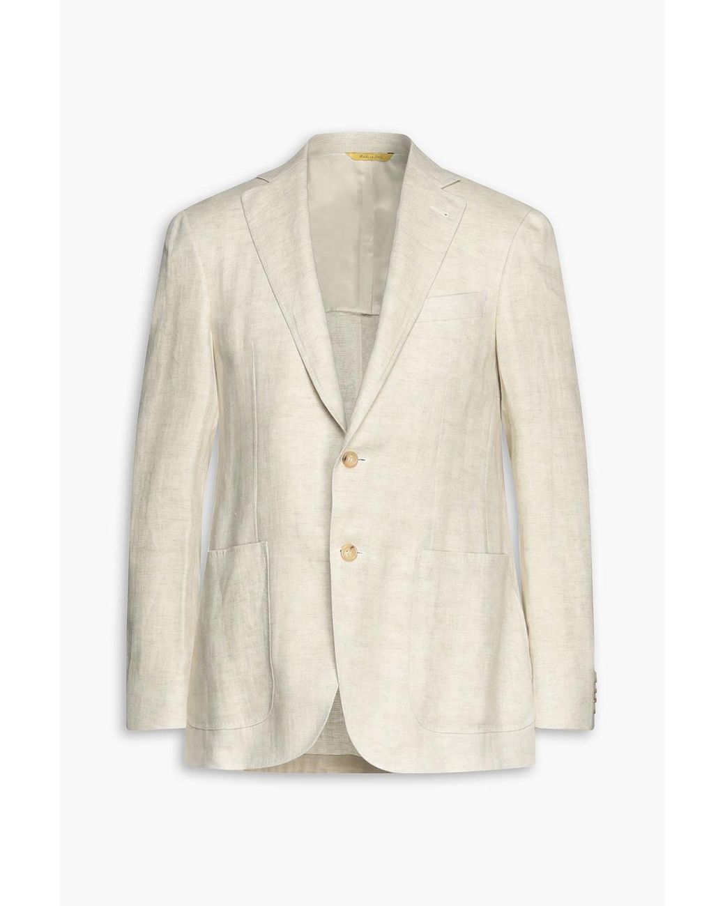 Canali Mélange Herringbone Linen Blazer in White for Men | Lyst