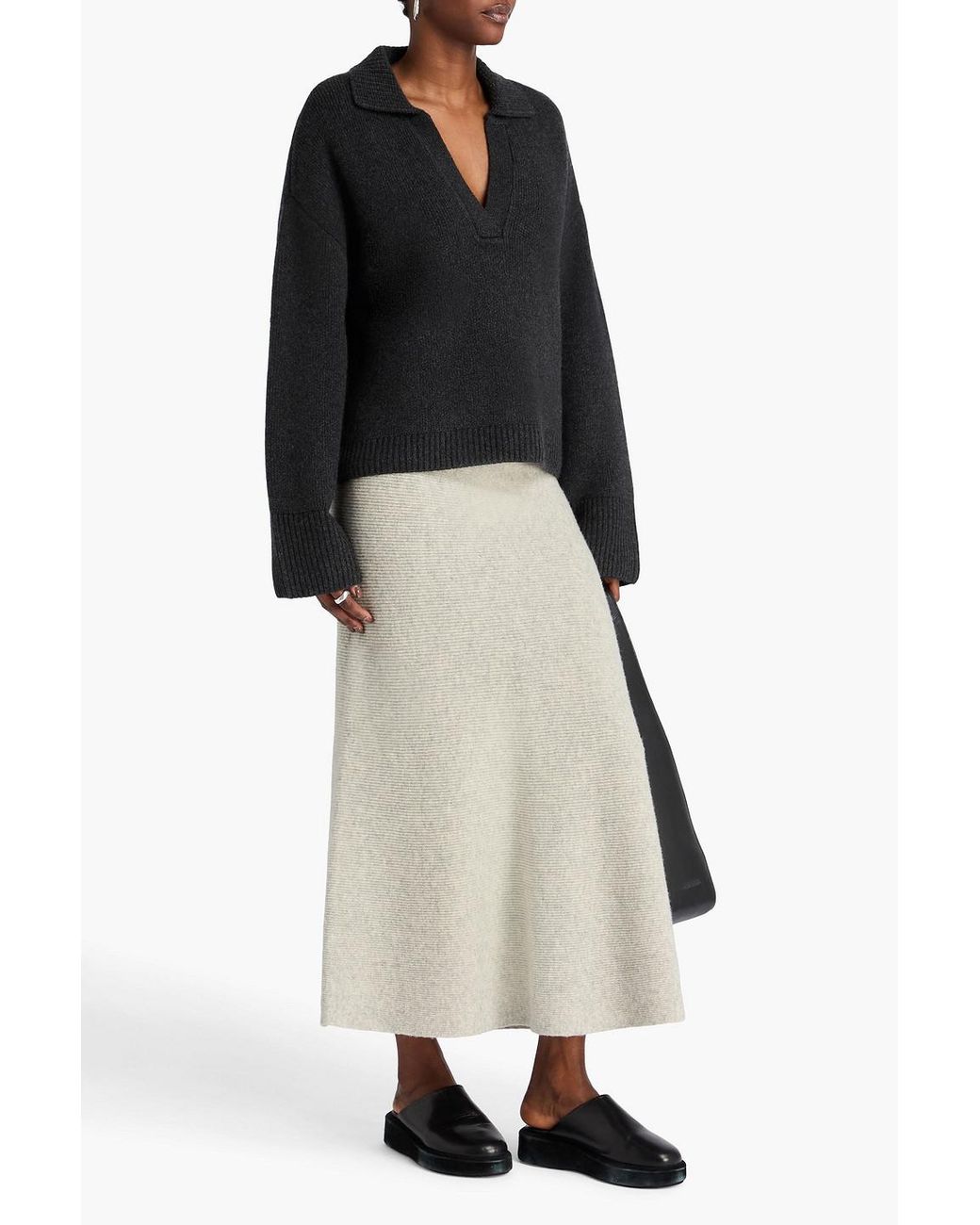 NAADAM Black Cashmere Polo Sweater