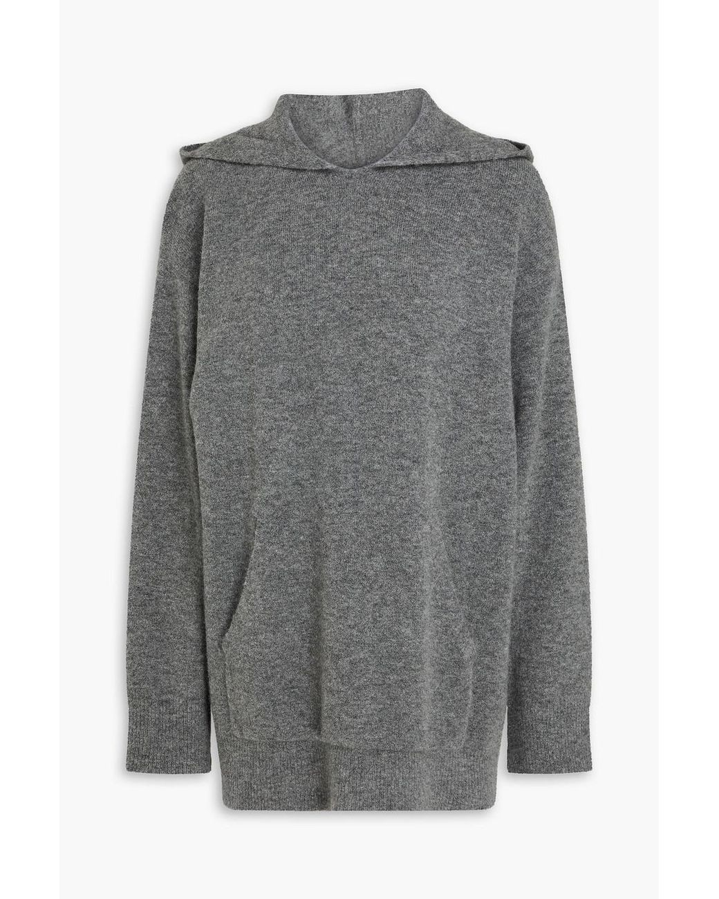 Theory Gray Mélange Merino Wool-blend Hoodie