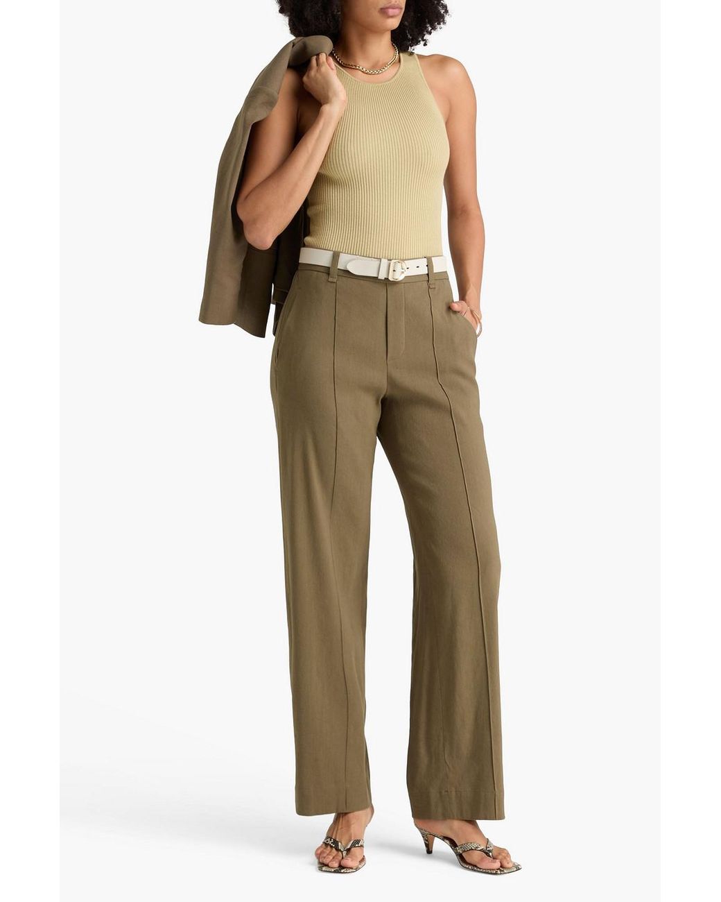 Vince Natural Hose mit geradem bein aus einer leinenmischung